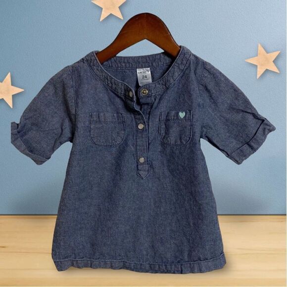 Lightweight Denim Embroidered Baby Tunic Top - Picture 6 of 7